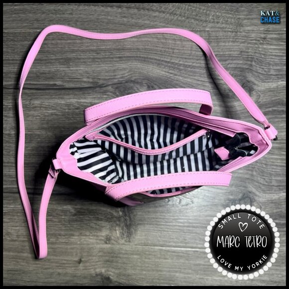 Marc Tetro Yorkie 100% Vegan Handbag Crossbody Small Tote Pink NWOT - Picture 7 of 11
